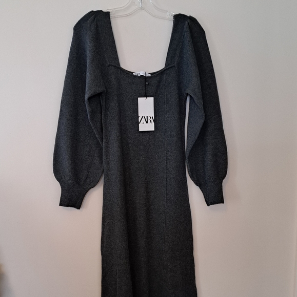 Zara Grey Square neckline Knit dress - Picture 5 of 6